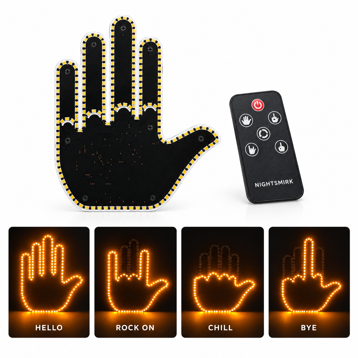 NightSmirk FLIP – LED Gesture Car Window Light
