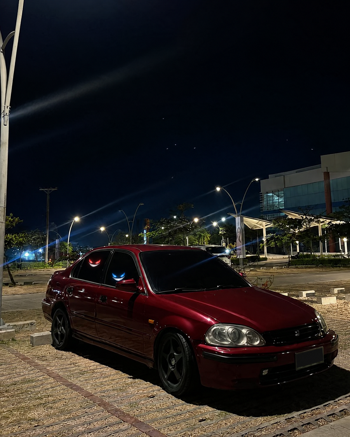 NightSmirk glowing on the highway at night