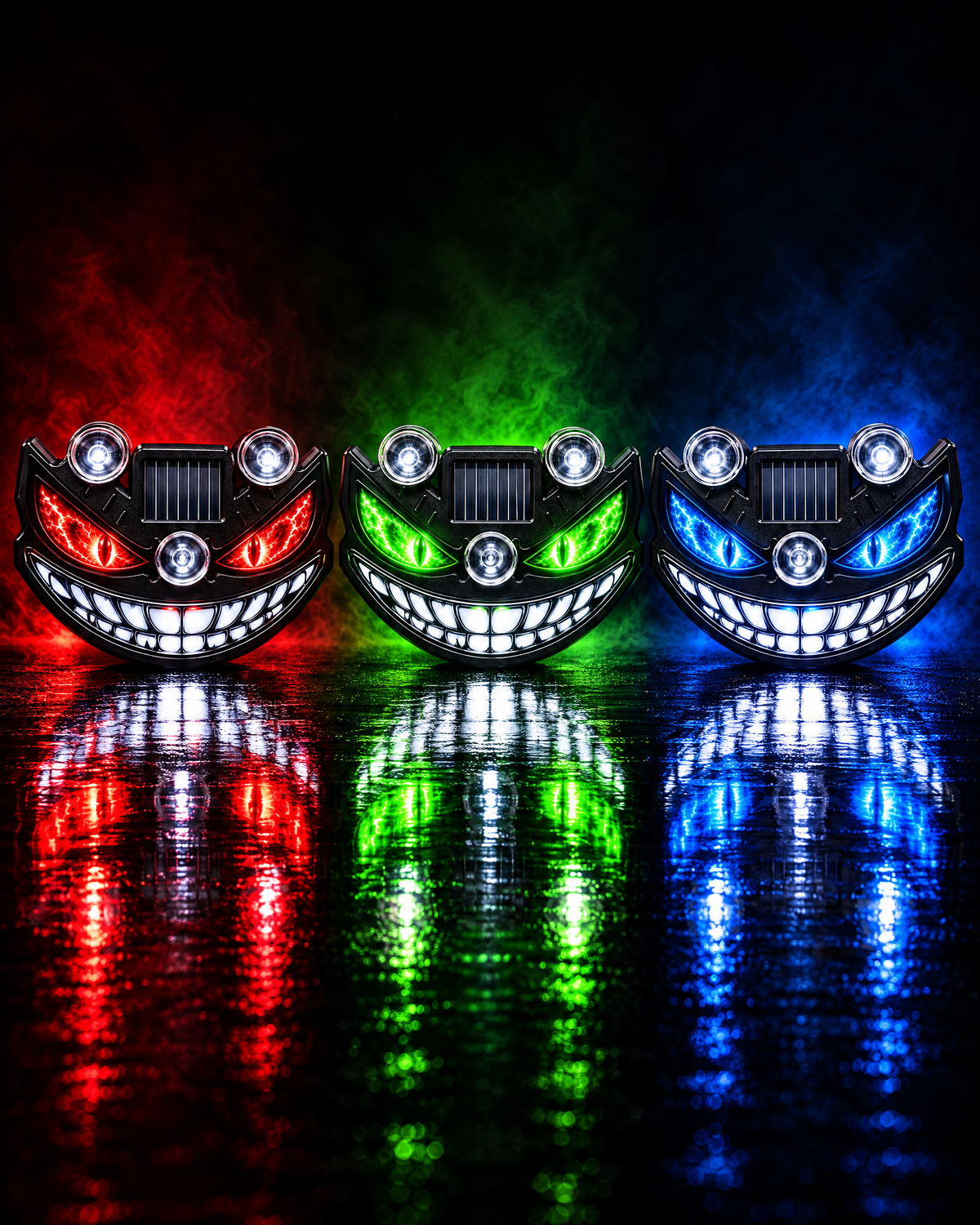 NightSmirk Hellfire, Toxic and Ice glowing side by side